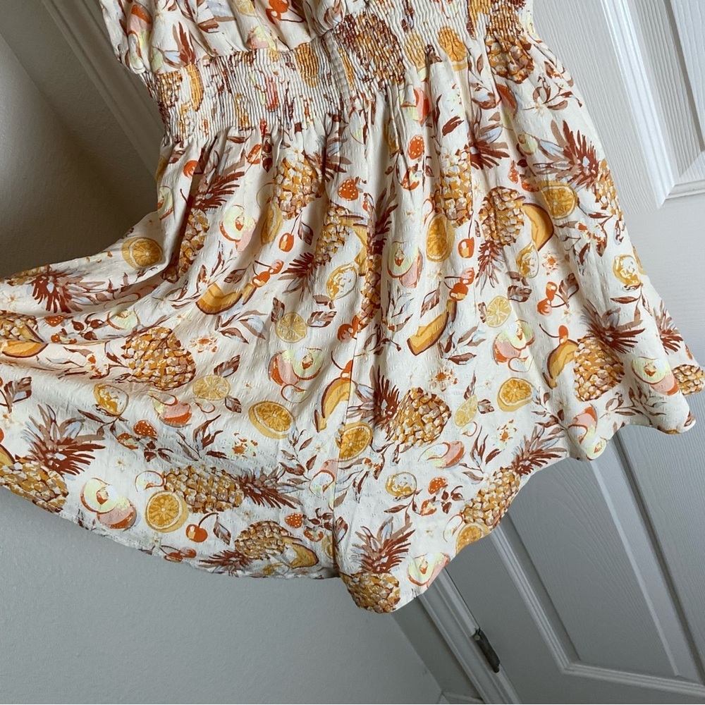 Fashion Nova Pina Coladas Romper Yellow Fruit Print NWT Size Large - Picture 5 of 10